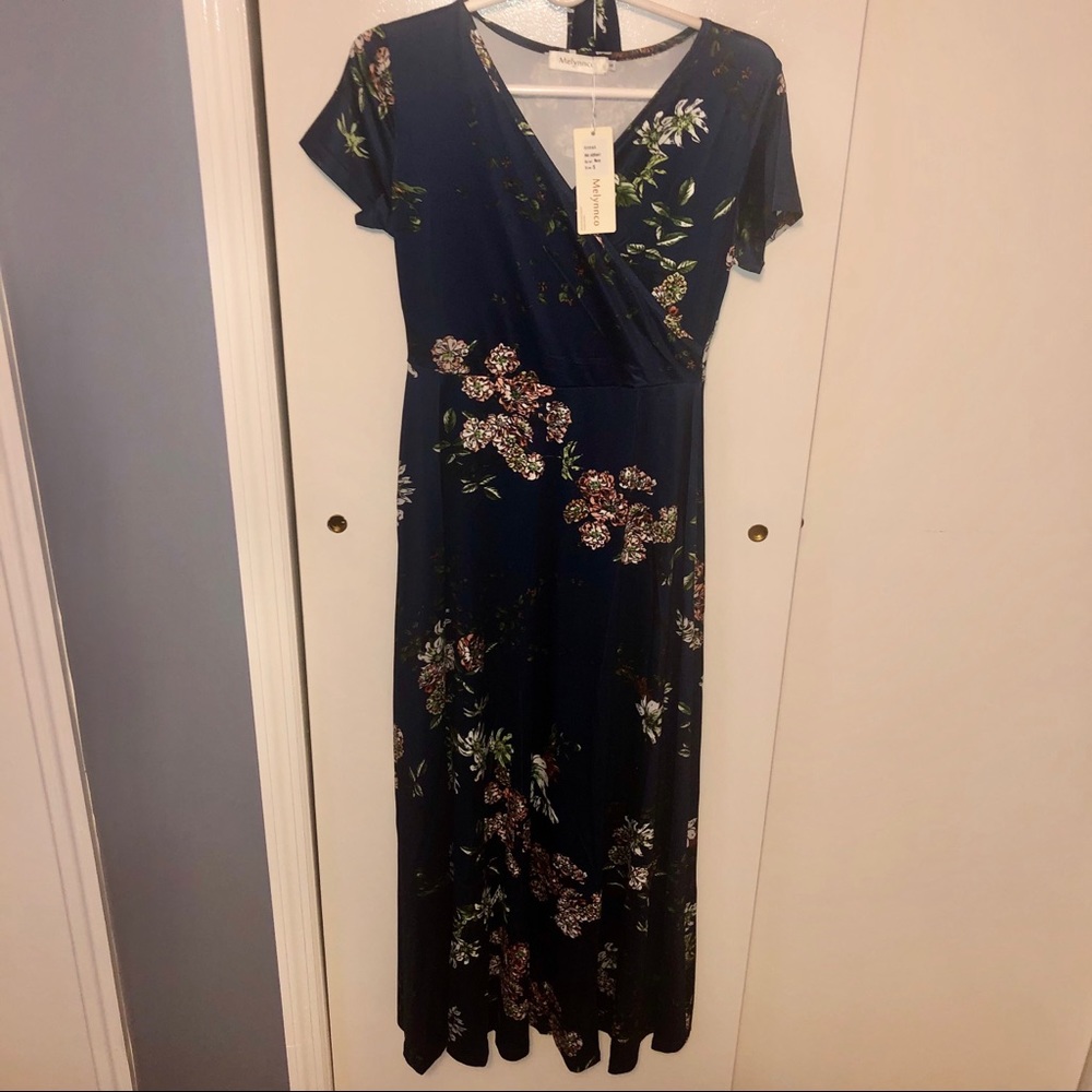 Melynnco Women’s Vintage Eve Maxi Dress Navy Small - Picture 1 of 6